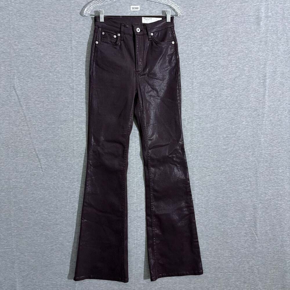 Rag & Bone Women's 26 Red Coated Stretch Denim Casey High Rise Flare Jeans Y2k